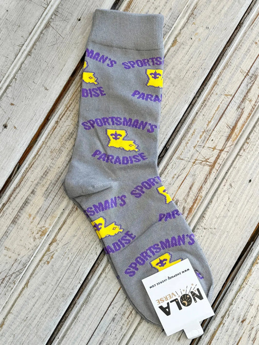 Nolaverse Sportsman Sock-Grey/Purple