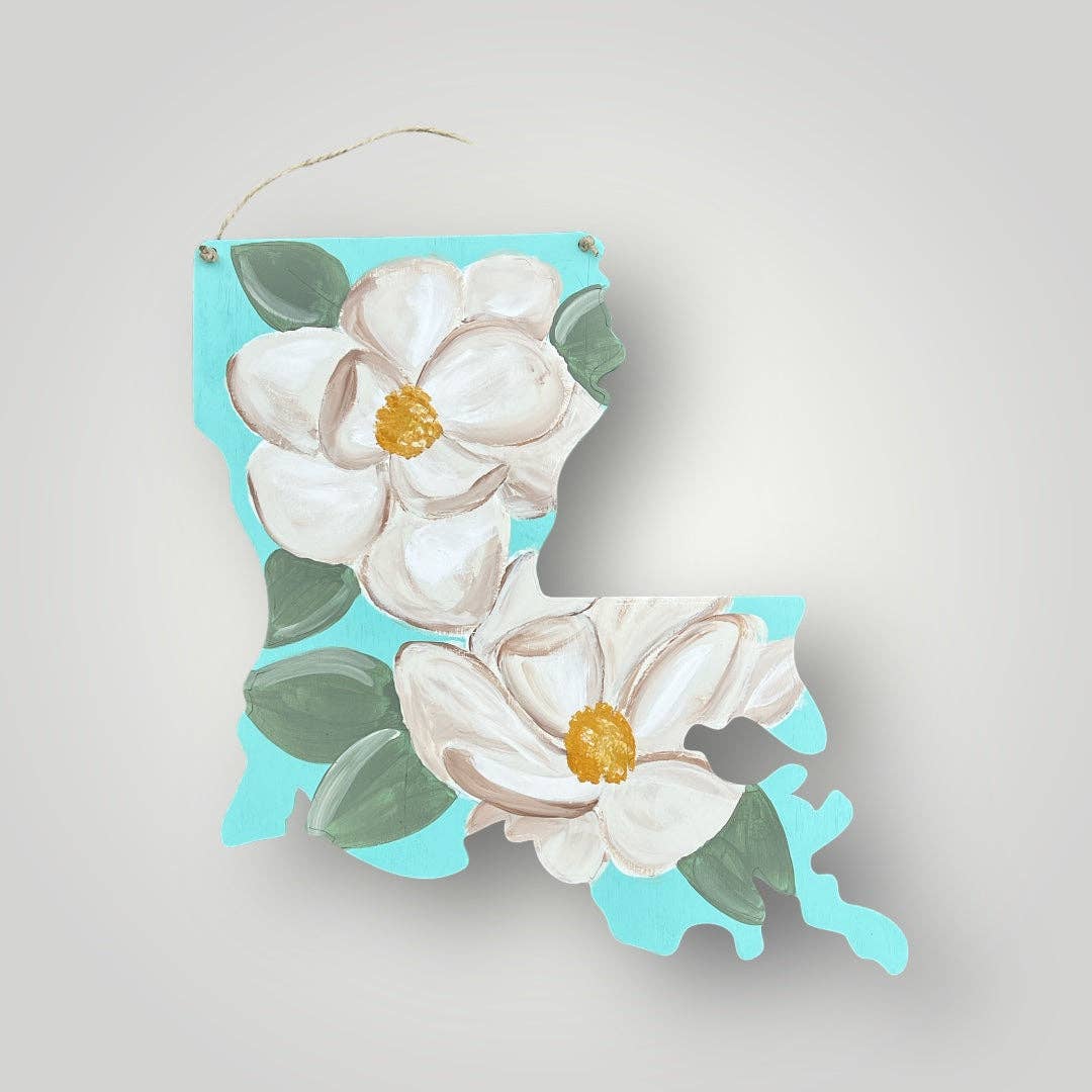 Louisiana Magnolia Door Hanger State Flower Hand Painted