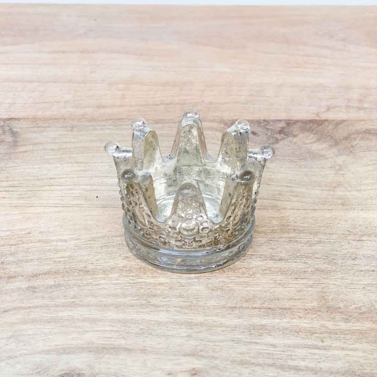 Crown Glass Votive in Gold