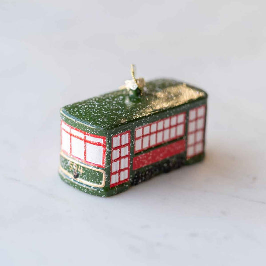 Streetcar Ornament Green/Red 4"