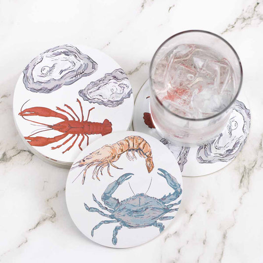 Seafood Reversible Paper Coasters Set of 20