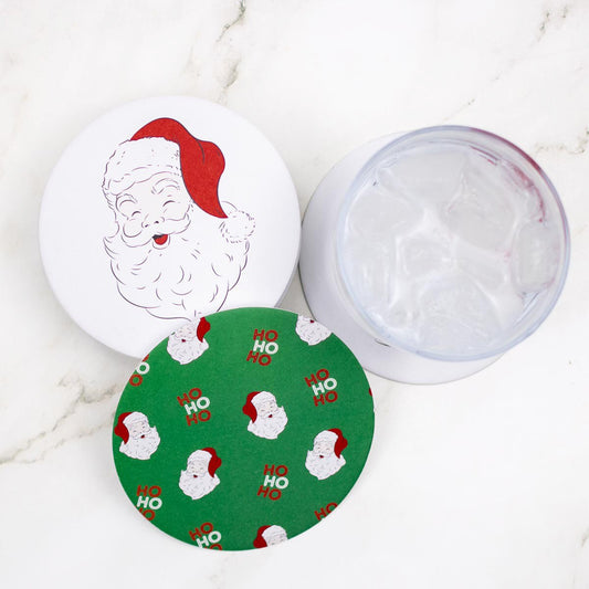 HoHoHo Santa Reversible Paper Coasters Red/Green 4x4 Set of 20