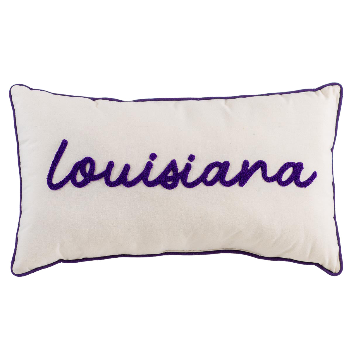 Louisiana Embroidered Pillow in Purple