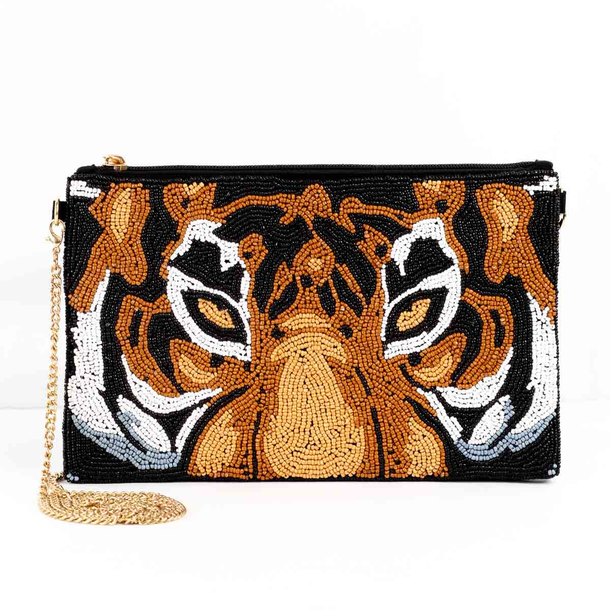 Beaded Crossbody Bag- Eye of The Tiger