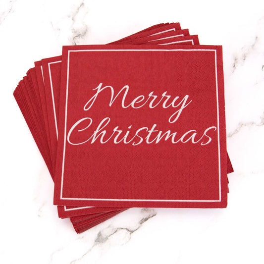 Merry Christmas Script Cocktail Napkins (Pack of 20)