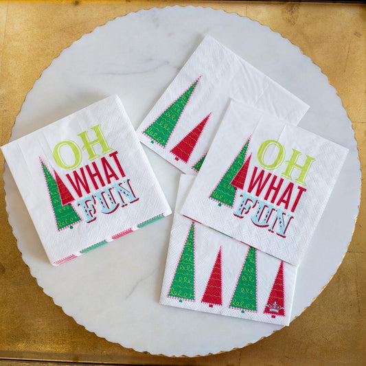 Oh What Fun Cocktail Napkins White/Multi 5"