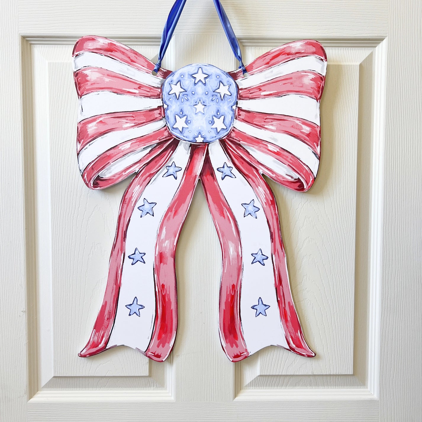 Patriotic Bow Door Hanger - USA 4th of July Memorial America