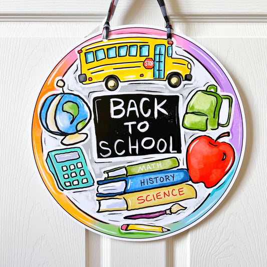 Back To School Round Door Hanger - Fall Classroom Decor