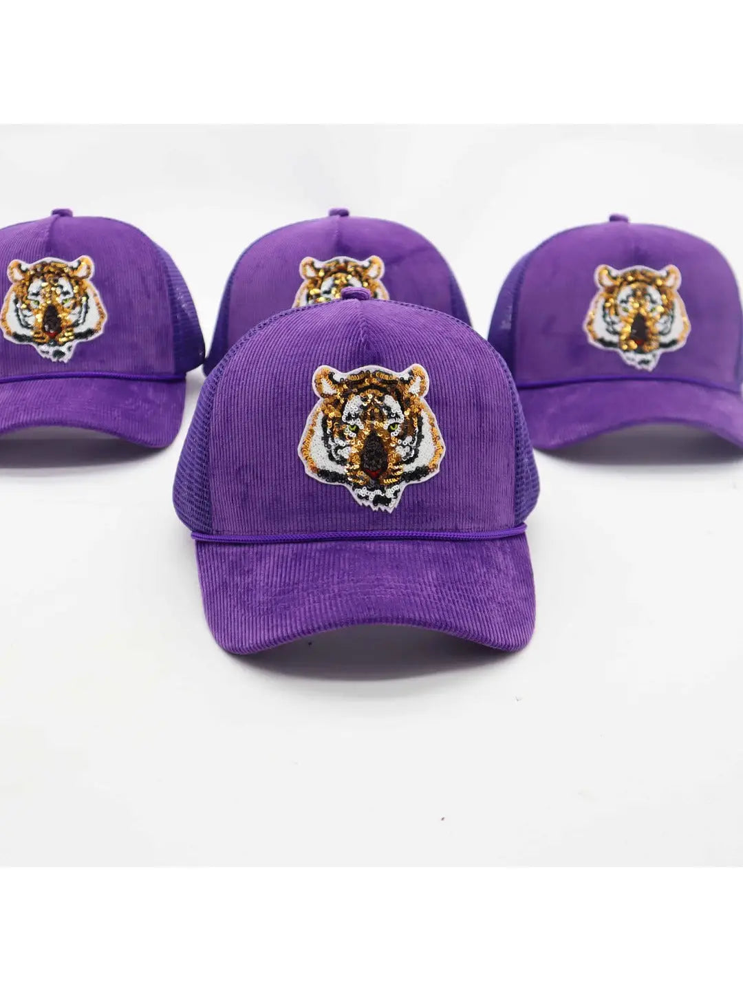Purple Corduroy Tiger Hat