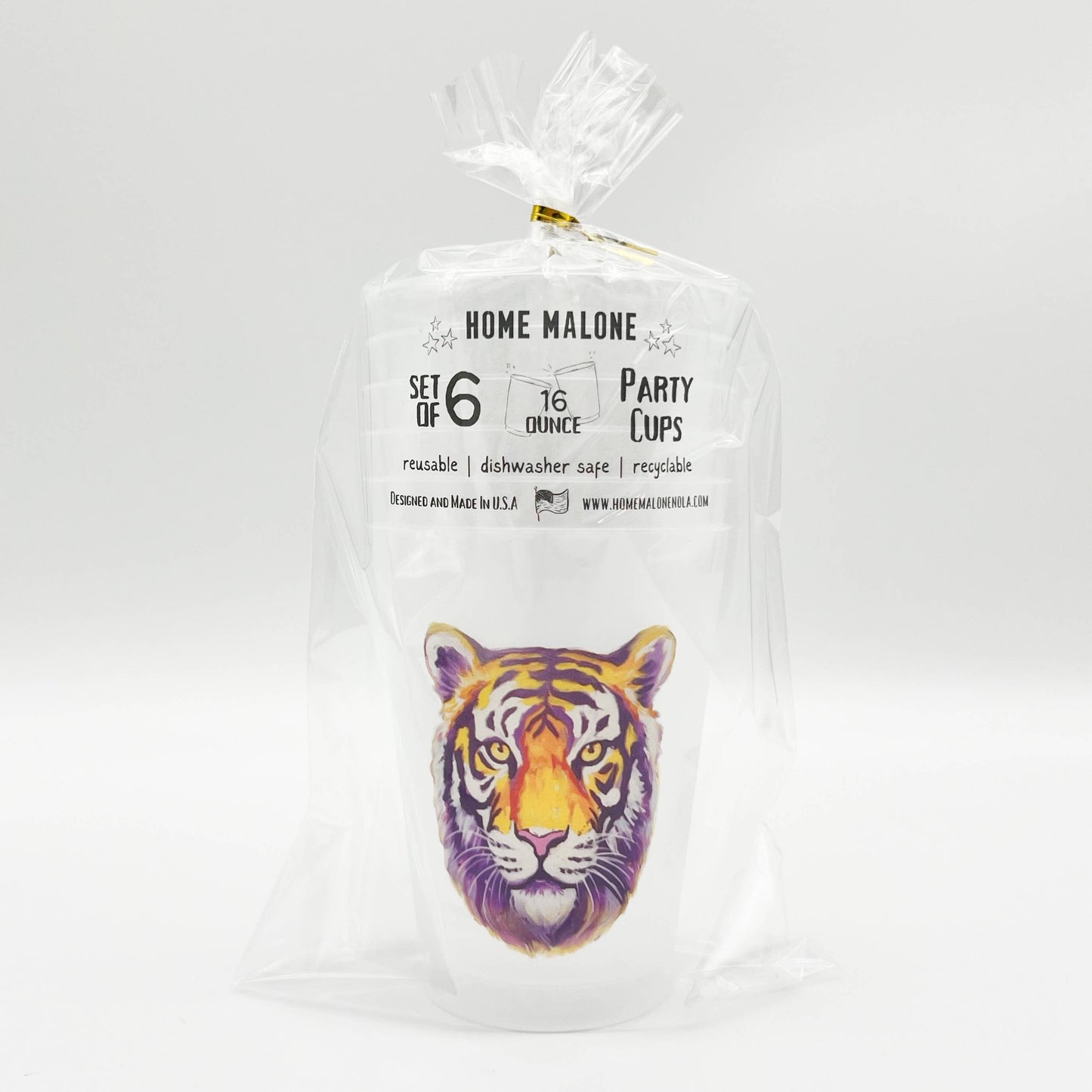 Purple and Gold Tiger Head Party Cup Set-Tailgate Party