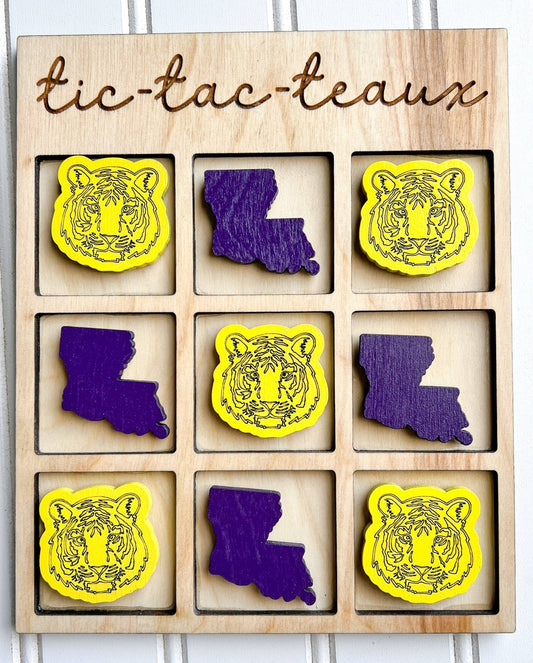 Purple & Gold Louisiana Tiger LSU Tic Tac Toe Tic Tac Teaux