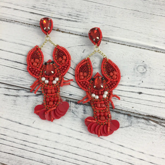 Crawfish Stone Earring Red