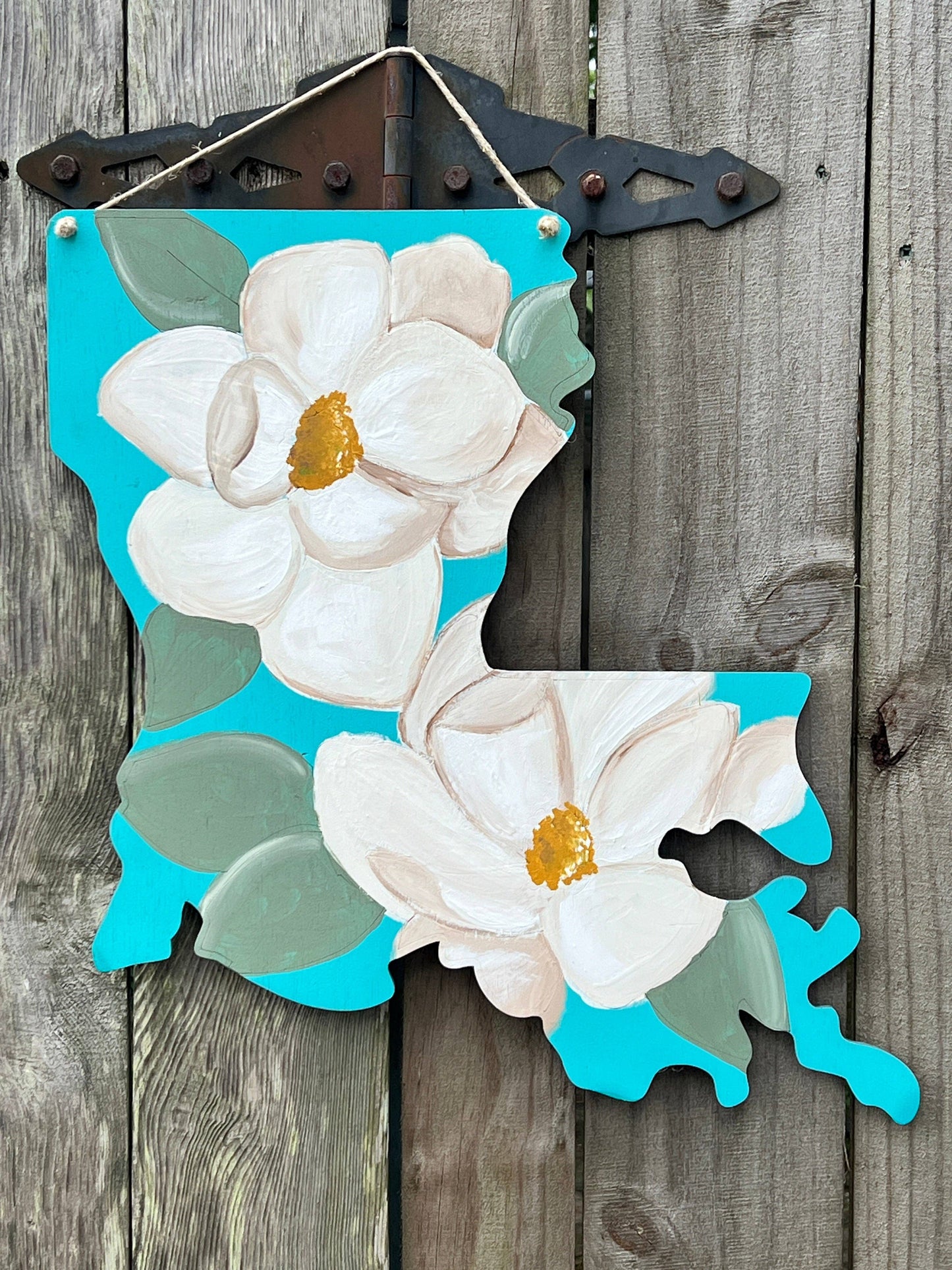 Louisiana Magnolia Door Hanger State Flower Hand Painted