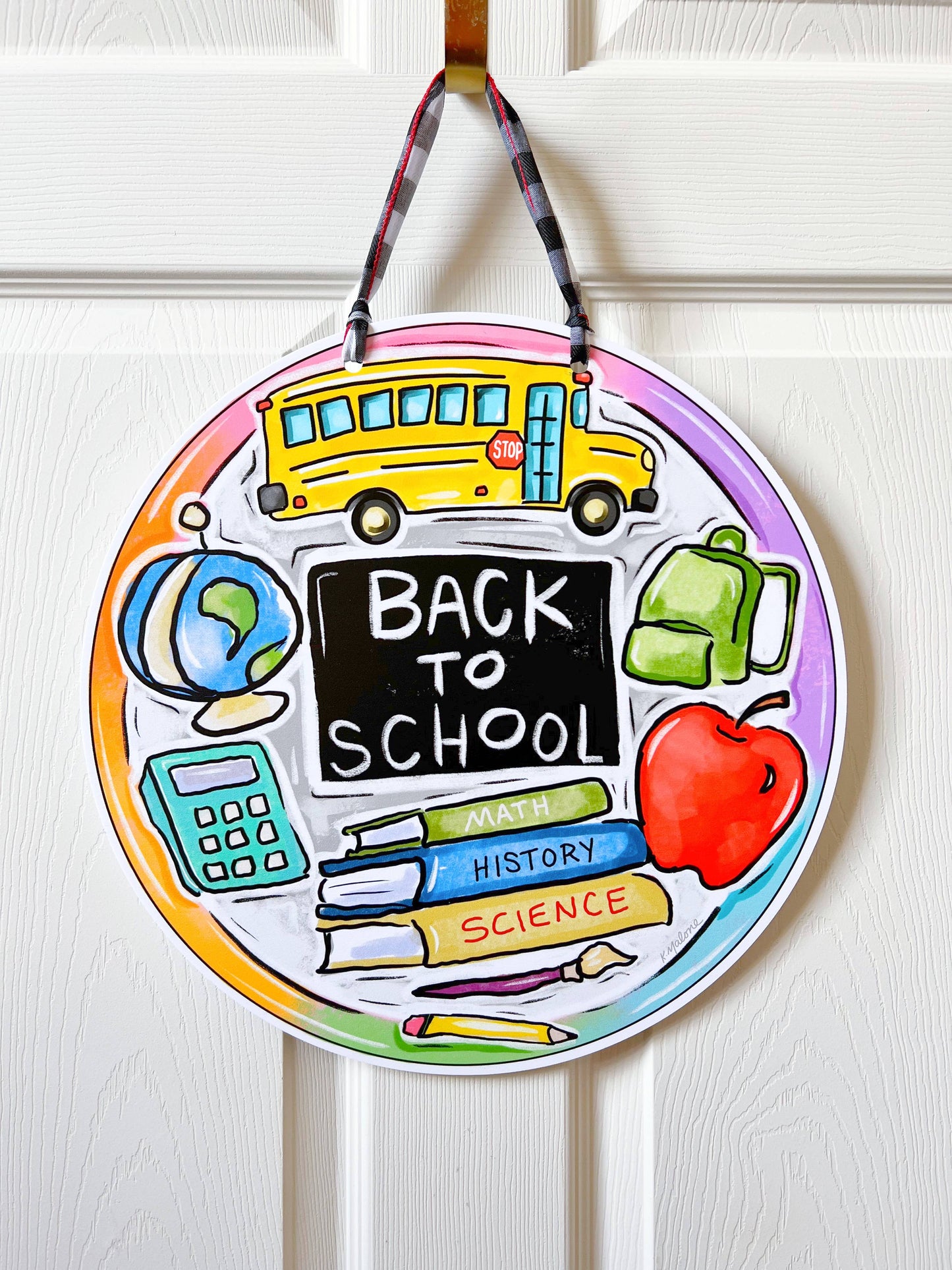 Back To School Round Door Hanger - Fall Classroom Decor