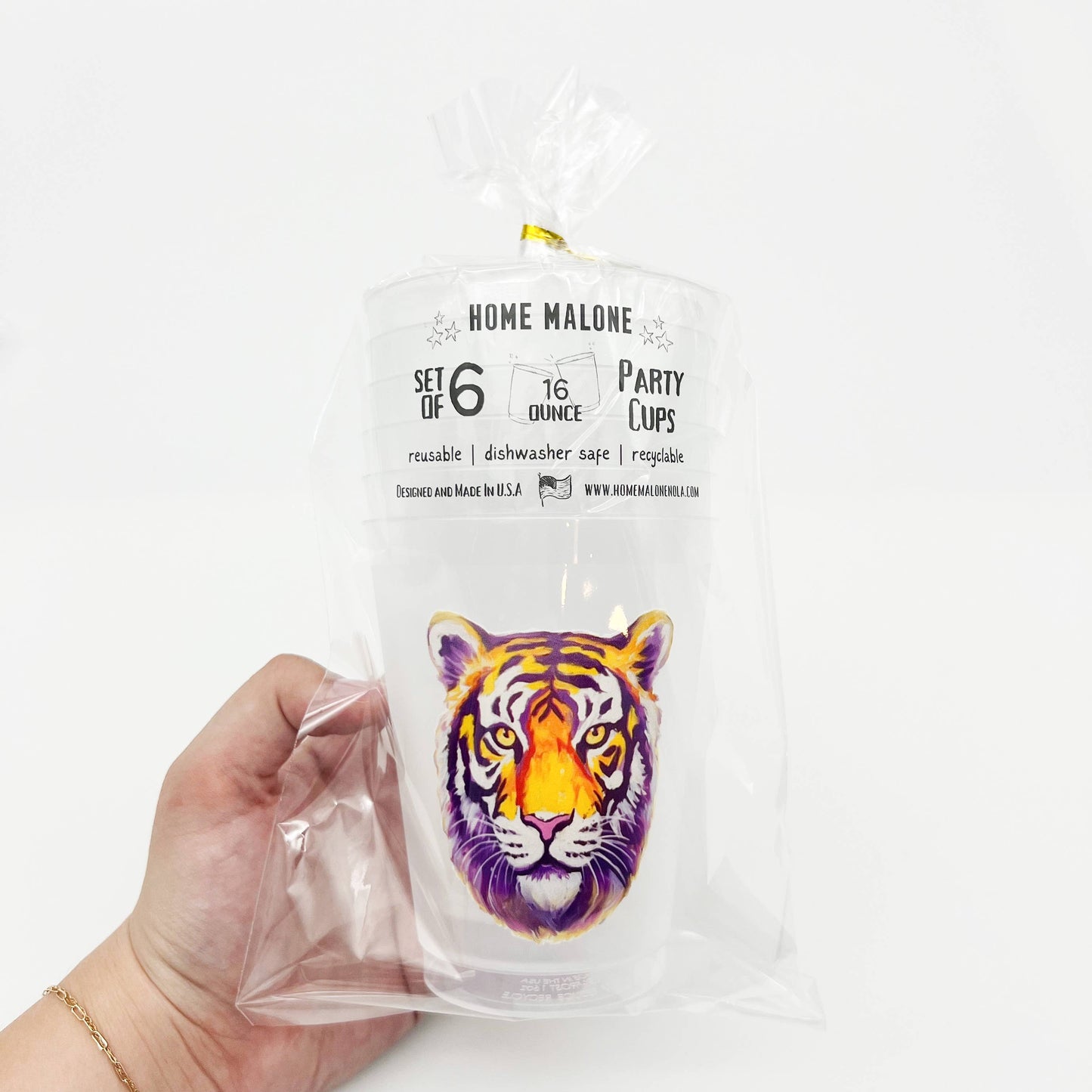 Purple and Gold Tiger Head Party Cup Set-Tailgate Party