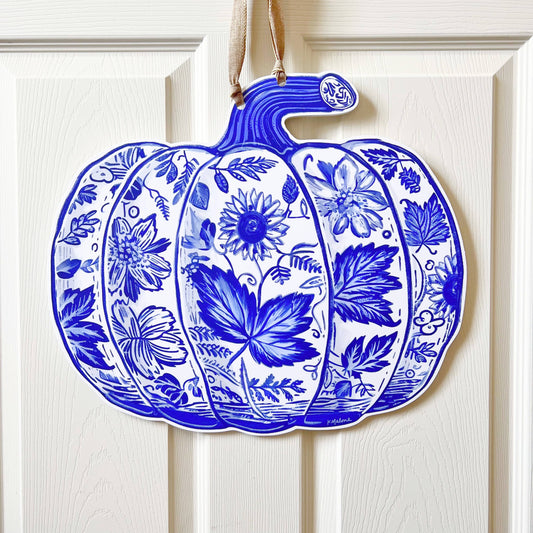 Chinoiserie Pumpkin Door Hanger - New Orleans Fall Decor