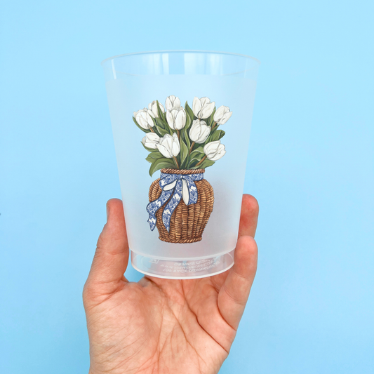 White Tulips Party Cup Set-Pretty Shower Event Drinkware
