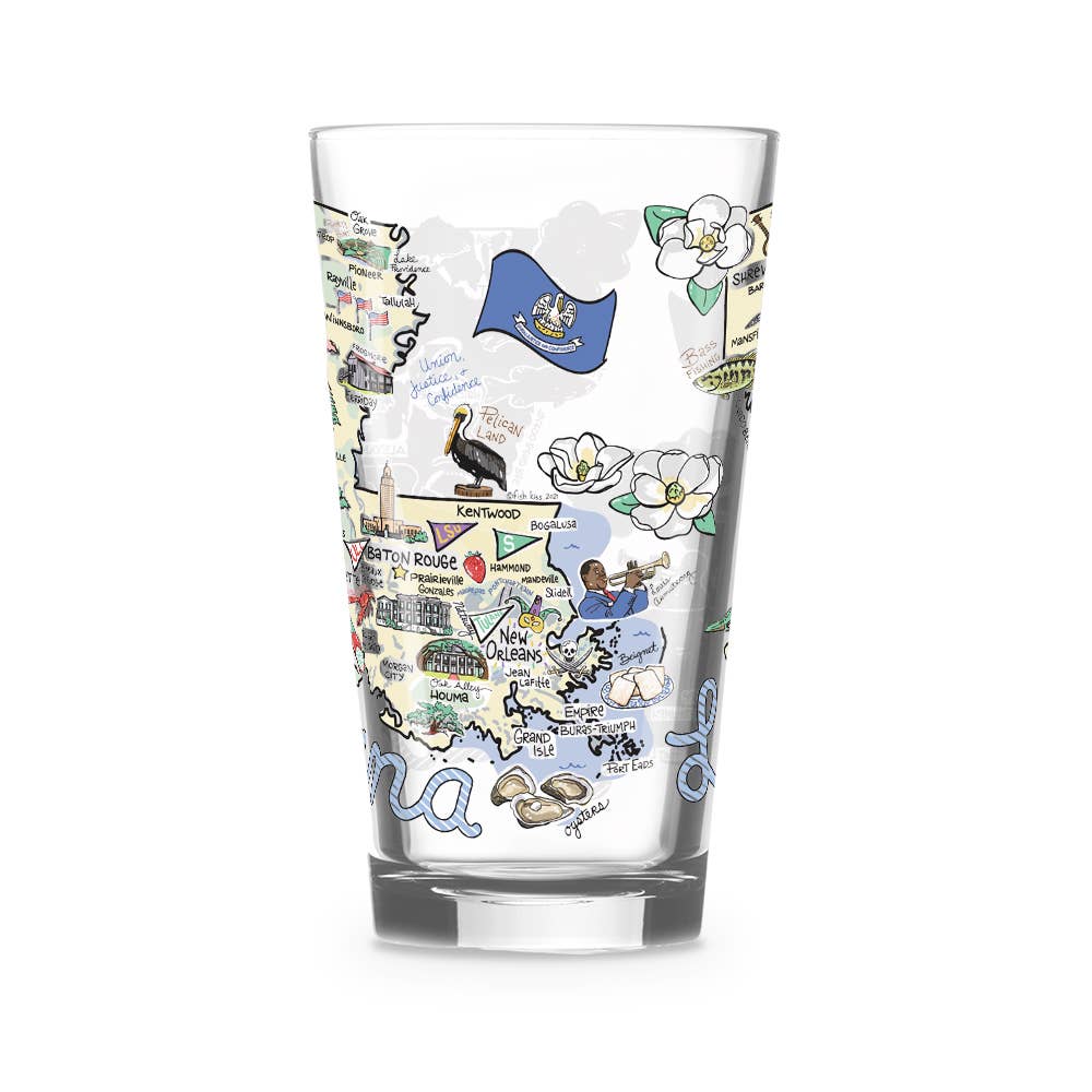 Fishkiss Louisiana 16oz Glass