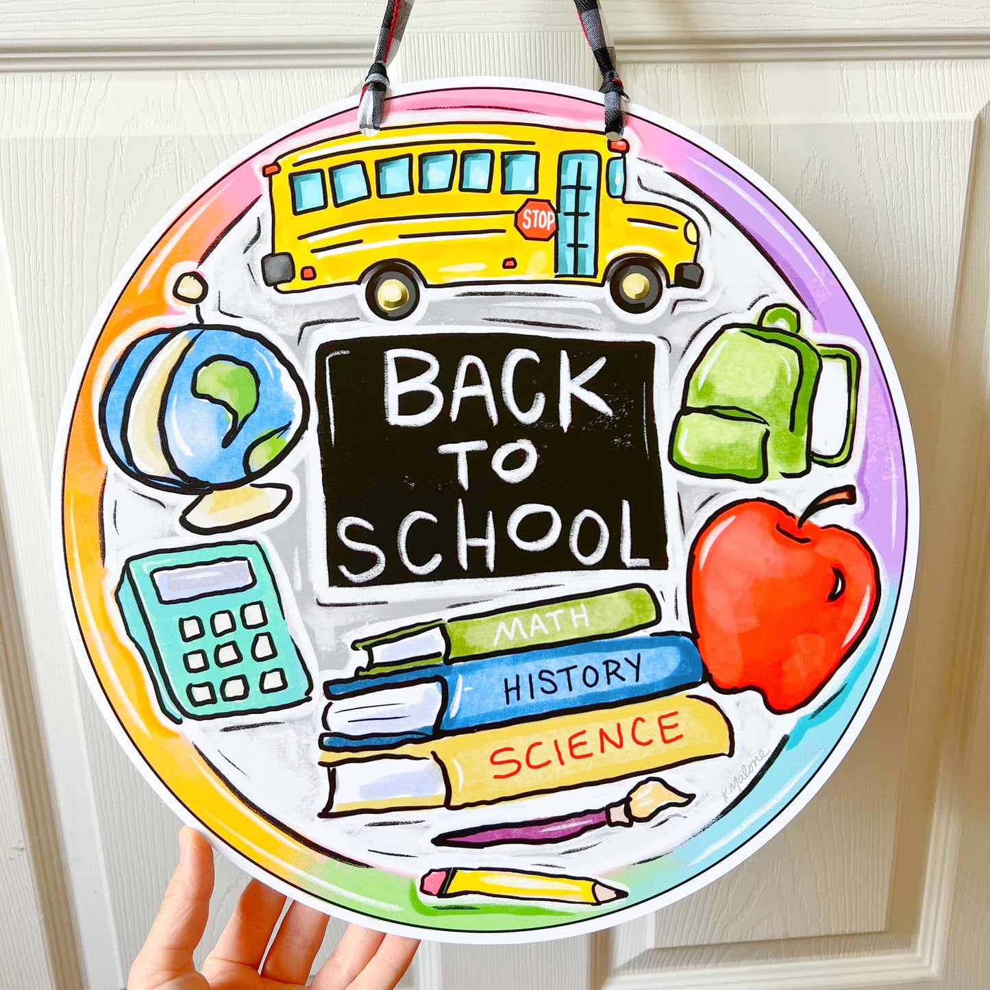 Back To School Round Door Hanger - Fall Classroom Decor