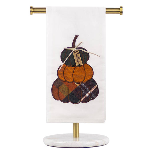 Pumpkin Stack Hand Towel   White/Multi   20x28