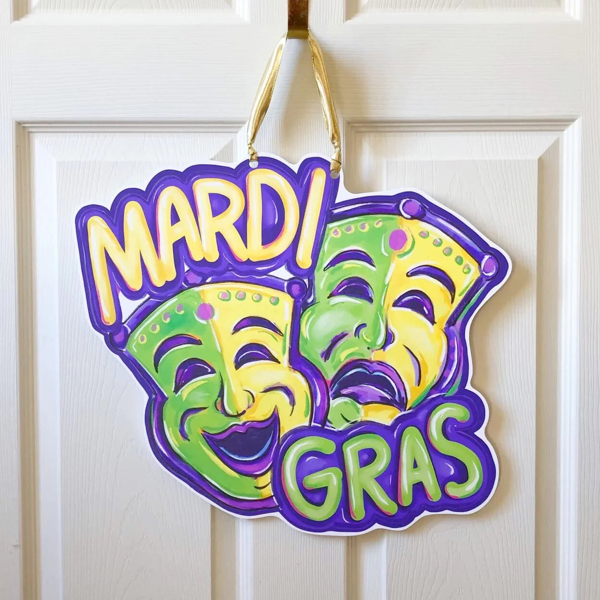 Mardi Gras Tragedy Comedy Masks Door Hanger