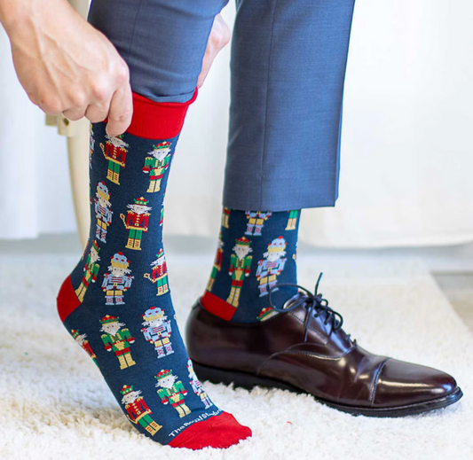 Men's Nutcracker March Socks Navy/Red One Size