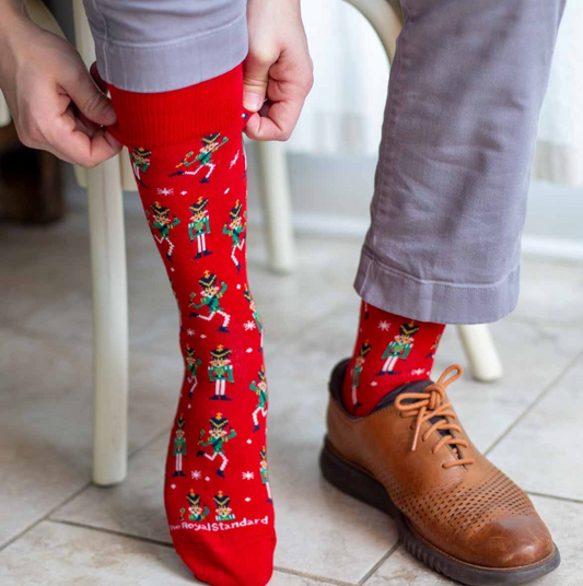 Men's Dancing Nutcracker Socks Red/Green One Size