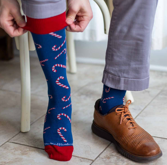 Men's Candy Cane Lane Socks Navy/Red One Size