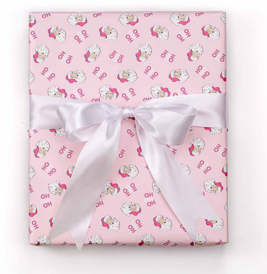 HoHoHo Santa Paper Gift Wrap Pink/White 30x120