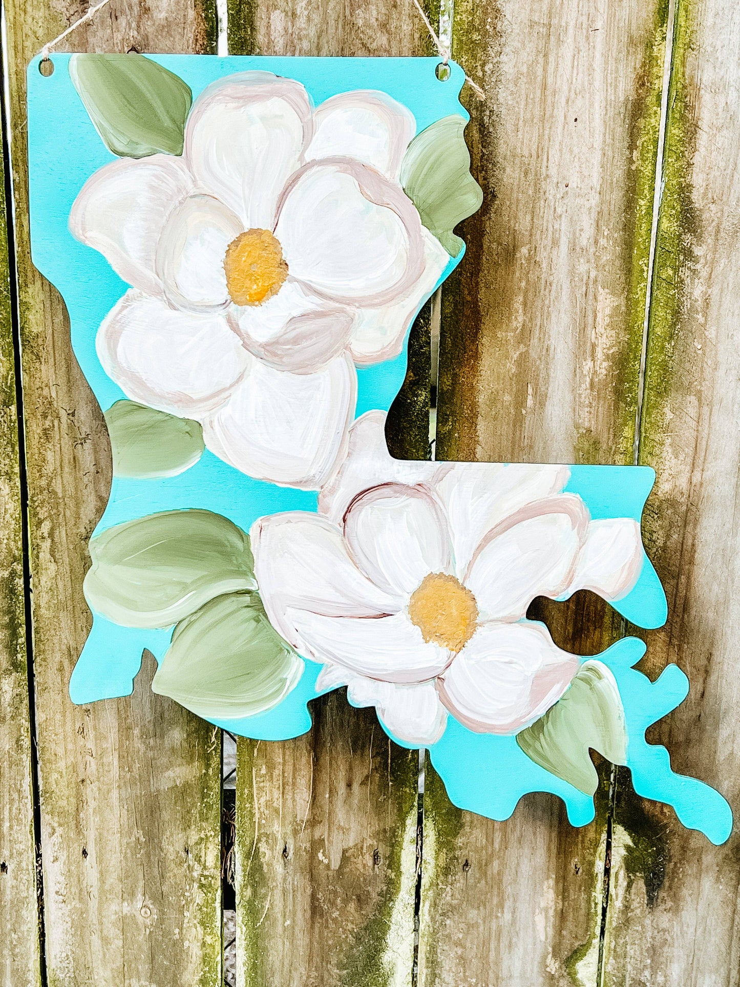 Louisiana Magnolia Door Hanger State Flower Hand Painted