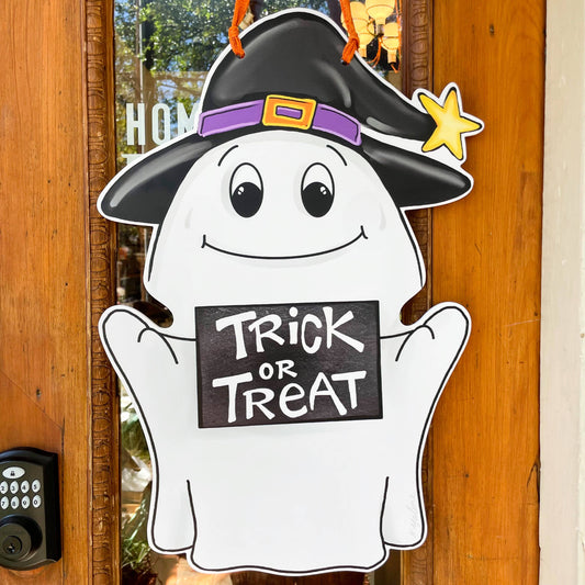 Trick Or Treat Ghost Door Hanger Spooky Halloween Decor