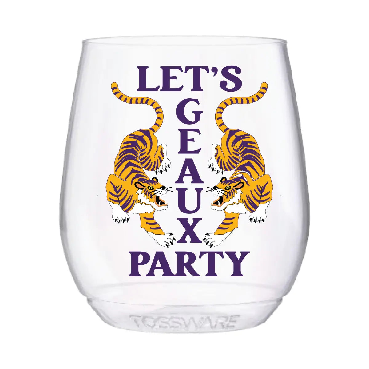 Let's Geaux Party Tigers 14oz Stemless Wine