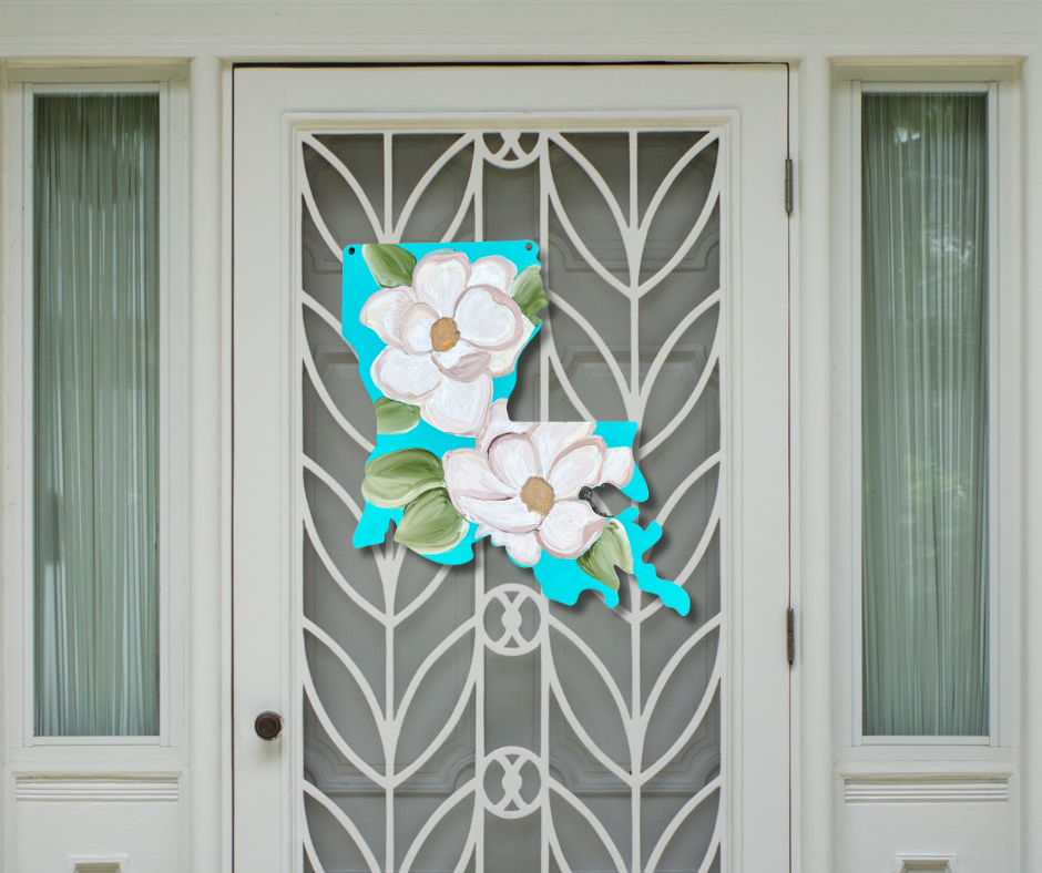 Louisiana Magnolia Door Hanger State Flower Hand Painted