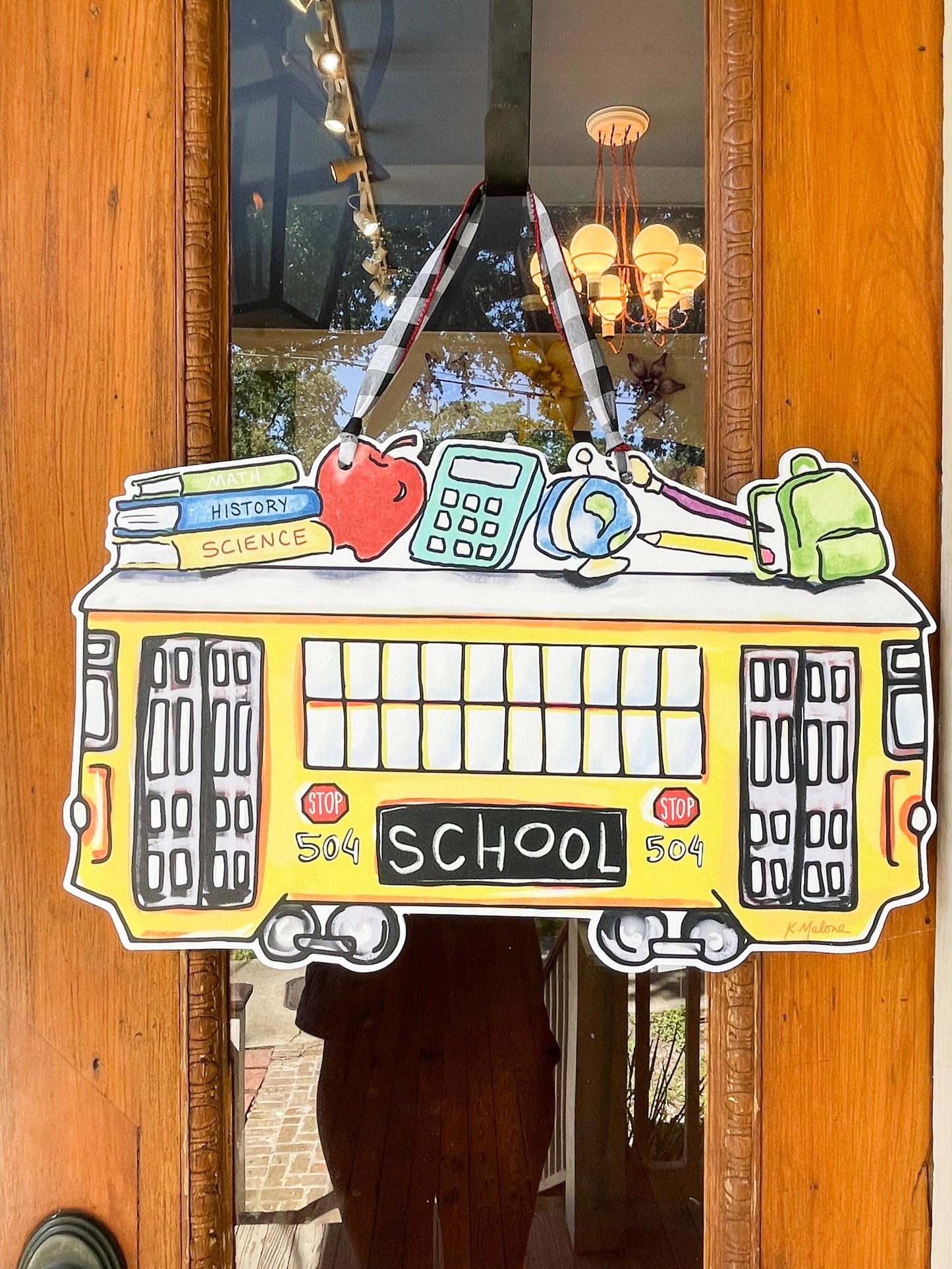 School Bus Streetcar Door Hanger