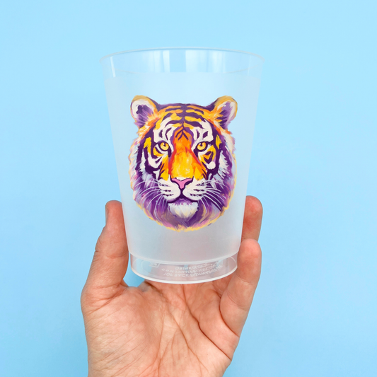 Purple and Gold Tiger Head Party Cup Set-Tailgate Party