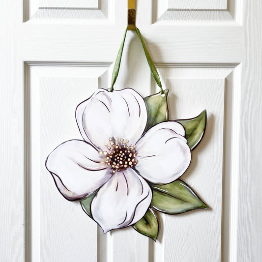 White Dogwood Flower Door Hanger-Spring Summer Outdoor Decor
