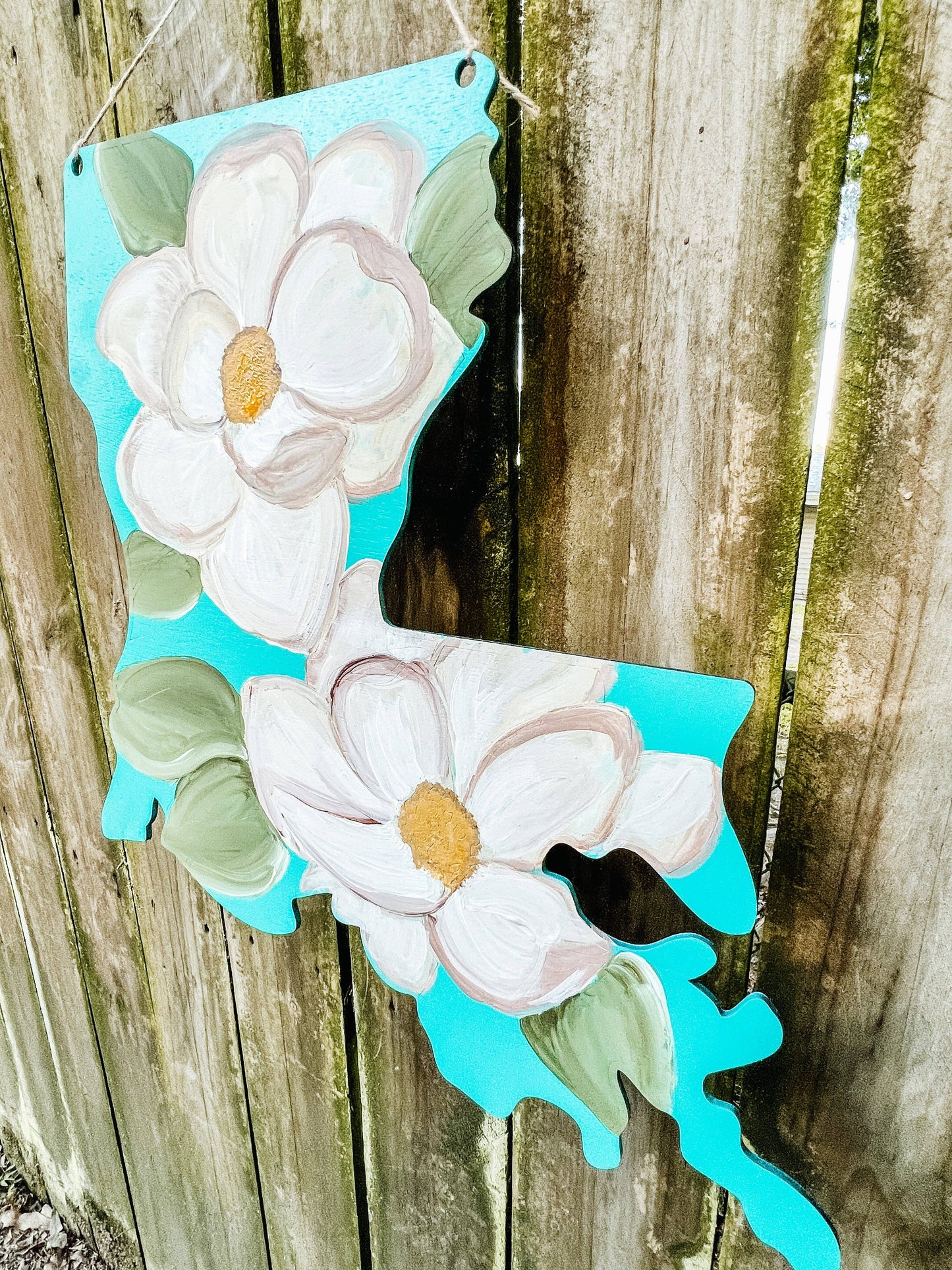 Louisiana Magnolia Door Hanger State Flower Hand Painted