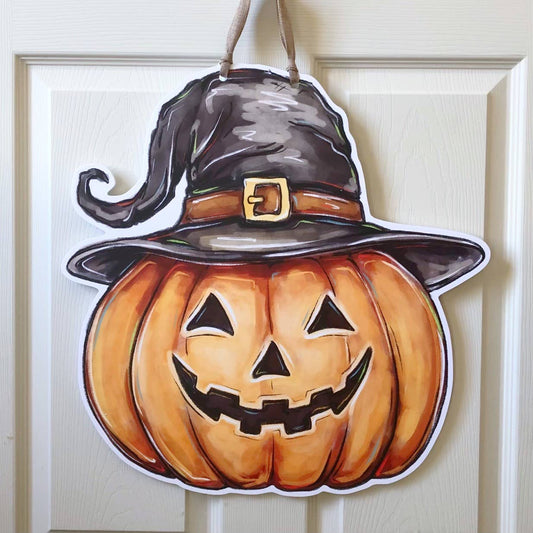 Jack-O'-Lantern Pumpkin Halloween Door Hanger - Fall Decor